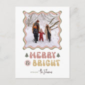 Vrolijk & Helder Kleurrijk 80s Retro Foto Kerstmis Feestdagenkaart (Voorkant)