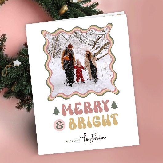 Vrolijk & Helder Kleurrijk Retro Fun Foto Kerstmis Feestdagen Kaart