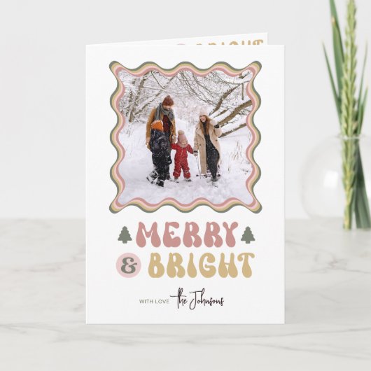 Vrolijk & Helder Kleurrijk Retro Fun Foto Kerstmis Feestdagen Kaart (Voorkant)