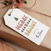 Vrolijk & Helder Kleurrijk Retro Groovy Kerstmis Cadeaulabel