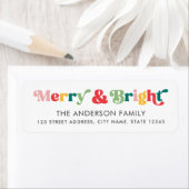 Vrolijk helder kleurrijk retro lettertype retour a etiket (Insitu)