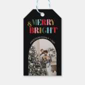 Vrolijk & Helder Kleurrijk RetroChristmas Foto Zwa Cadeaulabel (Voorkant)