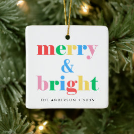 Vrolijk & Helder Kleurrijke Typografie Kerstmis Keramisch Ornament