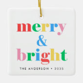 Vrolijk & Helder Kleurrijke Typografie Kerstmis Keramisch Ornament (Voorkant)