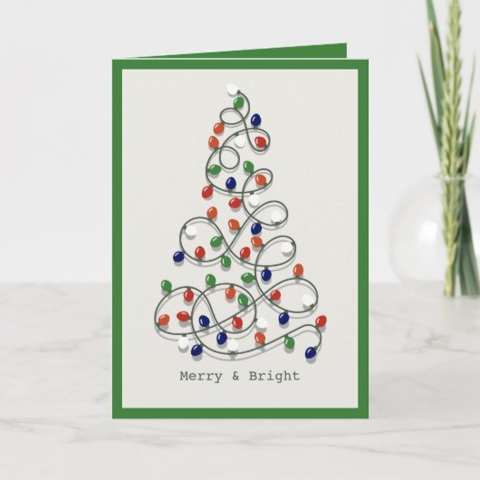 Vrolijk & Helder Lichten Groen Kerstmis Feestdagen Kaart (Voorkant)