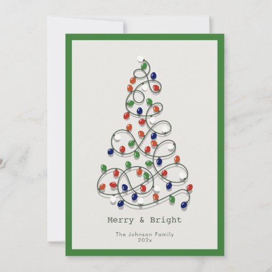 Vrolijk & Helder  Lichten Groen Kerstmis Feestdagenkaart (Voorkant)