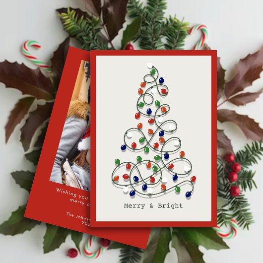 Vrolijk & Helder  Lichten Rode Foto Feestdagenkaart