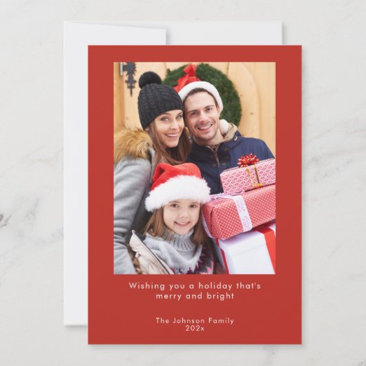 Vrolijk & Helder  Lichten Rode Foto Feestdagenkaart (Achterkant)