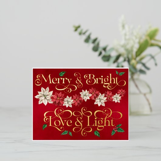 Vrolijk & helder, Liefde en Licht Folie Feestdagen Briefkaart (Staand Voorkant)