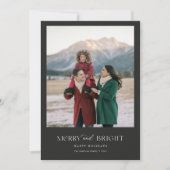 Vrolijk & helder Modern Familie Foto Kerst Zwart Feestdagenkaart (Voorkant)