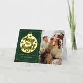 Vrolijk & Helder Modern Kerstmis Bauble Foto Echt Folie Feestdagenkaart (Voorkant)