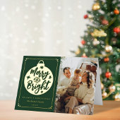 Vrolijk & Helder Modern Kerstmis Bauble Foto Echt Folie Feestdagenkaart