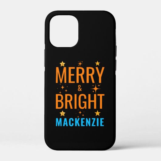 Vrolijk & Helder Modern Kerstmis Custom Name Zwart Case-Mate iPhone Case (Achterkant)