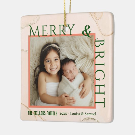 Vrolijk & Helder modern vet 1 foto Kerstmis Keramisch Ornament (Links)