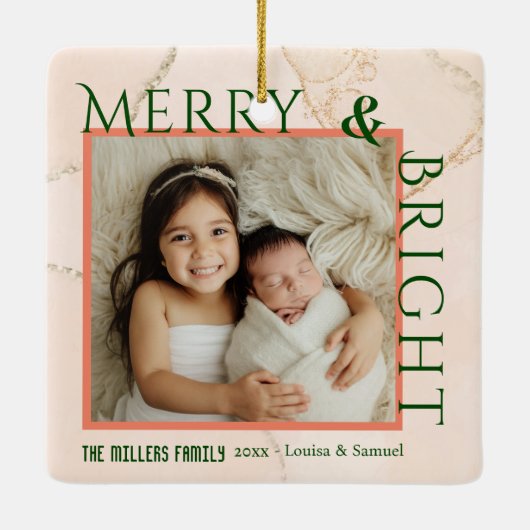 Vrolijk & Helder modern vet 1 foto Kerstmis Keramisch Ornament (Achterkant)