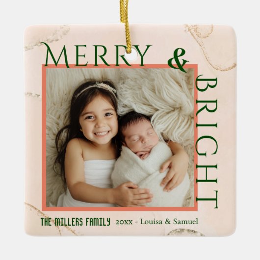 Vrolijk & Helder modern vet 1 foto Kerstmis Keramisch Ornament (Voorkant)