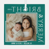 Vrolijk & Helder modern vet typo 1 foto Kerstmis Glas Ornament (Achterkant)