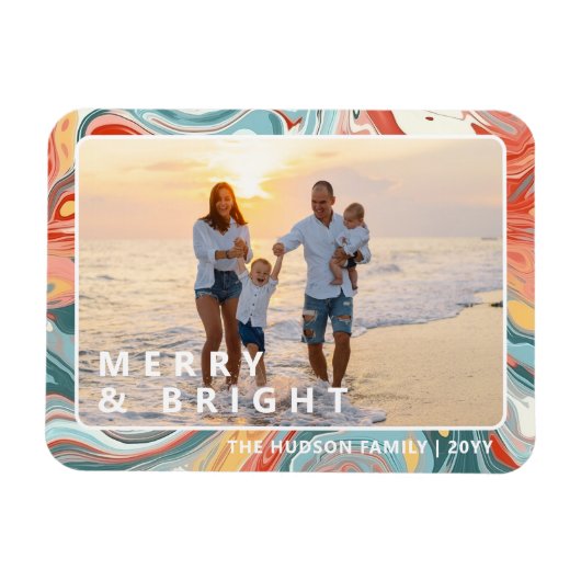 Vrolijk & Helder Modern Vloeibaar Marmer Foto Vaka Magneet (Horizontaal)