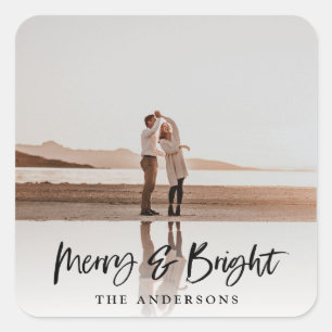 Vrolijk & Helder moderne foto Kerstmis Vierkante Sticker