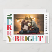 Vrolijk & Helder Moderne Kleurrijke Kerstmisfoto Feestdagenkaart (Voorkant)