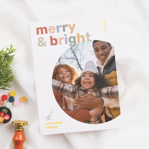 Vrolijk & Helder Moderne Kleurrijke Kerstmisfoto Folie Feestdagenkaart