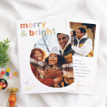 Vrolijk & Helder Moderne Kleurrijke Kerstmisfoto Folie Feestdagenkaart<br><div class="desc">Geef uw kerstkaarten een sprankeling met echt goud, zilver of roos gouden folie! Breng een vleugje kleur en plezier aan uw vakantie groeten met deze levendige "Merry & Bright" kerstfoto folie kaart. De voorkant is voorzien van gedurfde schreefloze letters in schattige pasteltinten, met een ronde familiefoto die een leuke, persoonlijke...</div>
