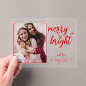 Vrolijk helder moderne rode foto kerst acryl uitnodigingen (Insitu (Draagbaar))