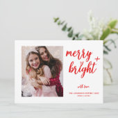 Vrolijk helder moderne rode foto kerst feestdagenkaart (Staand voorkant)