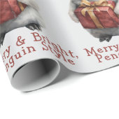 Vrolijk & Helder Pinguïn Kerstmis Cadeaupapier (Rol Hoek)