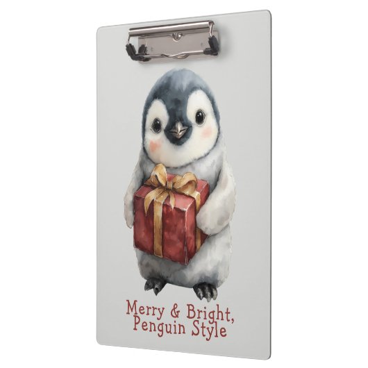 Vrolijk & Helder Pinguïn Kerstmis Klembord (Links)