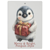 Vrolijk & Helder Pinguïn Kerstmis Klembord (Achterkant)