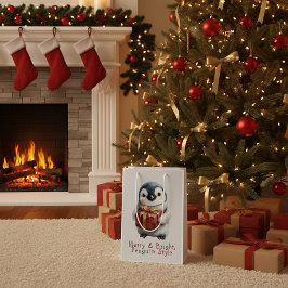 Vrolijk & Helder Pinguïn Kerstmis Medium Cadeauzakje