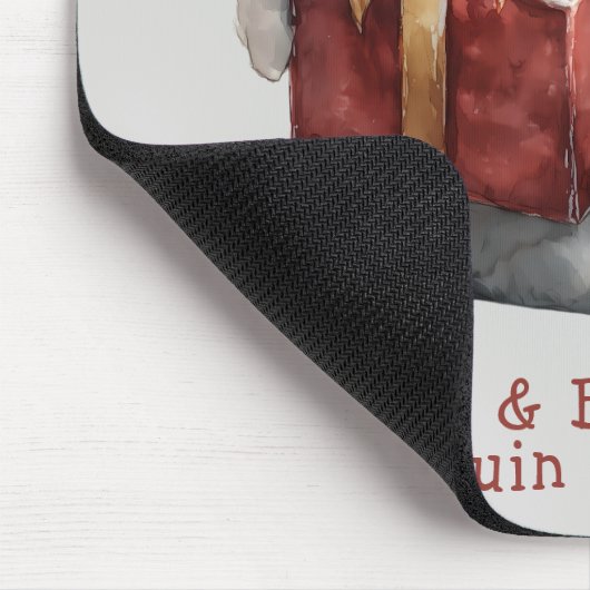 Vrolijk & Helder Pinguïn Kerstmis Muismat (Hoek)