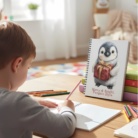 Vrolijk & Helder Pinguïn Kerstmis Notitieboek