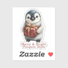 Vrolijk & Helder Pinguïn Kerstmis Sticker