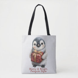 Vrolijk & Helder Pinguïn Kerstmis Tote Bag