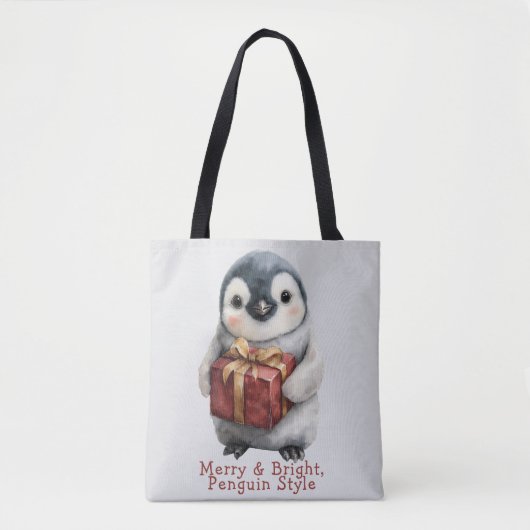 Vrolijk & Helder Pinguïn Kerstmis Tote Bag (Voorkant)