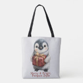 Vrolijk & Helder Pinguïn Kerstmis Tote Bag (Achterkant)
