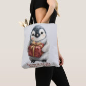 Vrolijk & Helder Pinguïn Kerstmis Tote Bag (Dichtbij)