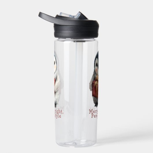 Vrolijk & Helder Pinguïn Kerstmis Waterfles (Rechts)