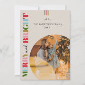 Vrolijk & Helder Retro Kerstmis Foto's Feestdagenkaart (Voorkant)