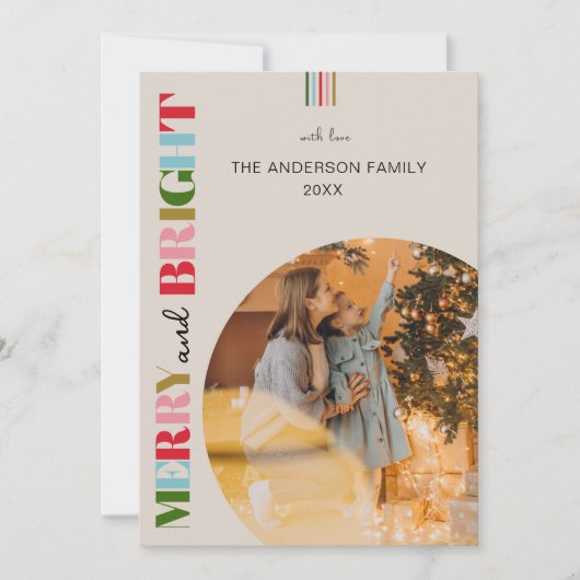 Vrolijk & Helder Retro Kerstmis Foto's Feestdagenkaart (Voorkant)