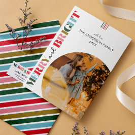 Vrolijk & Helder Retro Kerstmis Foto's Feestdagenkaart