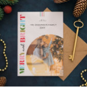 Vrolijk & Helder Retro Kerstmis Foto's Feestdagenkaart