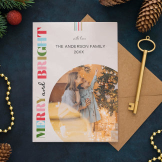 Vrolijk & Helder Retro Kerstmis Foto's Feestdagenkaart