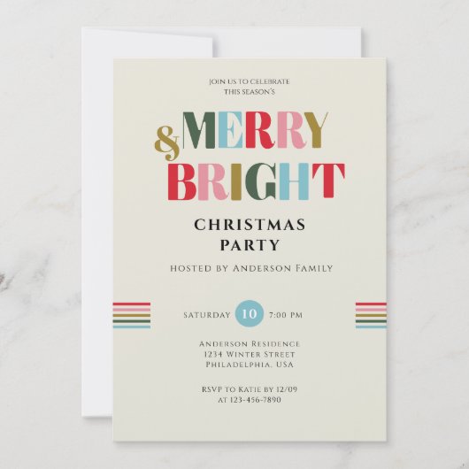 Vrolijk & Helder Retro Kleurrijk Kerstfeest Kaart (Voorkant)