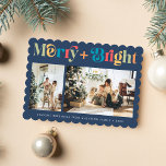 Vrolijk & Helder Retro Kleurrijke Twee Foto Kerstm Feestdagenkaart<br><div class="desc">Merry & Bright Retro Kleurrijke Twee Foto Kerst Vakantie Kaart</div>