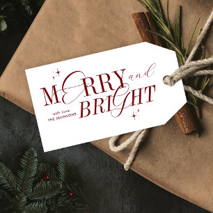 Vrolijk & Helder Rood Elegant Script Modern Kerstm Cadeaulabel