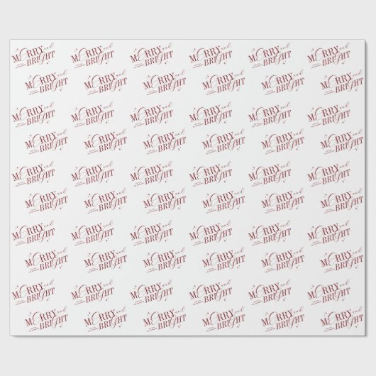 Vrolijk & Helder Rood Elegant Script Modern Kerstm Cadeaupapier (Vlak)