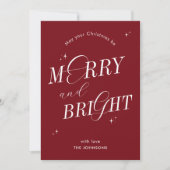 Vrolijk & Helder Rood Elegant Script Modern Kerstm Feestdagenkaart (Voorkant)